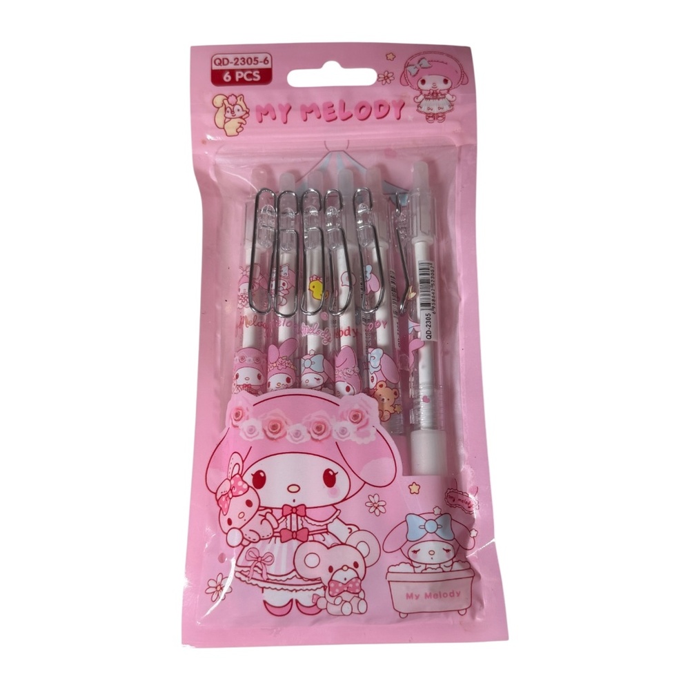 My Melody Gel Ink Rollerball Pens (6-Pack) - Smooth-Black Ink